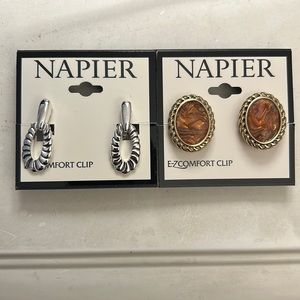Set of 2 Napier E-Z Comfort Clip On Earrings